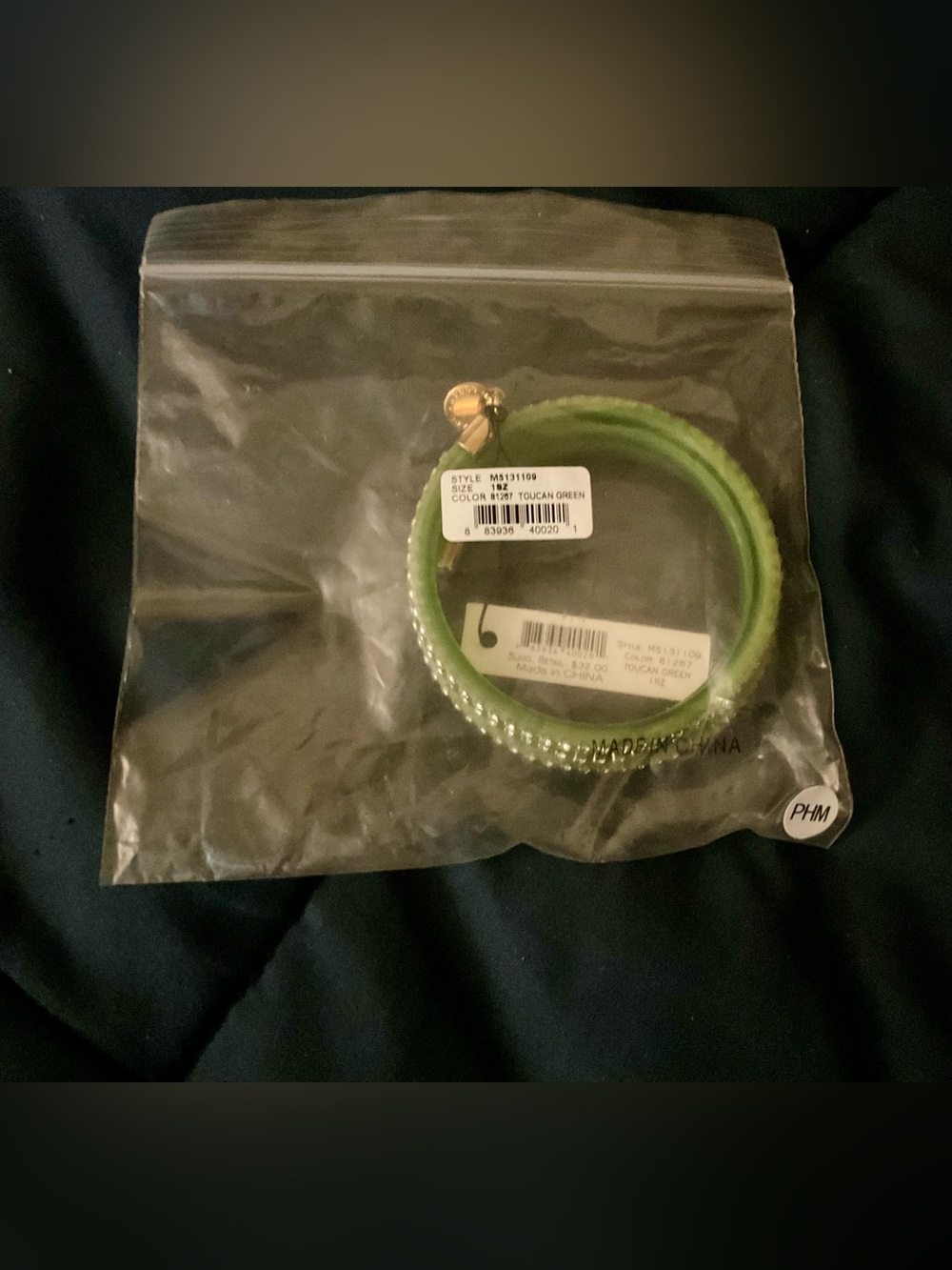 Marc by Marc NWT Toucan Green Crystal Coil Wrap Bracelet Y2K Designer Glam - Picture 9 of 9